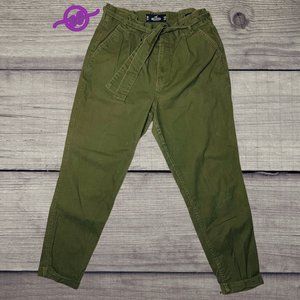 HOLLISTER Pants Size 9R 29 x 27 Women's Army Green Ultra High Rise Belted